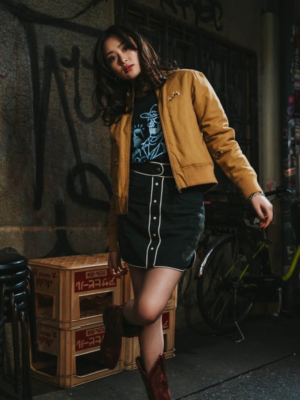 Sendero Provisions Calamity Pearl Snap Black Mini Skirt with White Trim